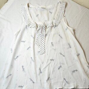 LC Lauren Conrard Disney White Mickey Minnie Sleeveless Top Shirt
